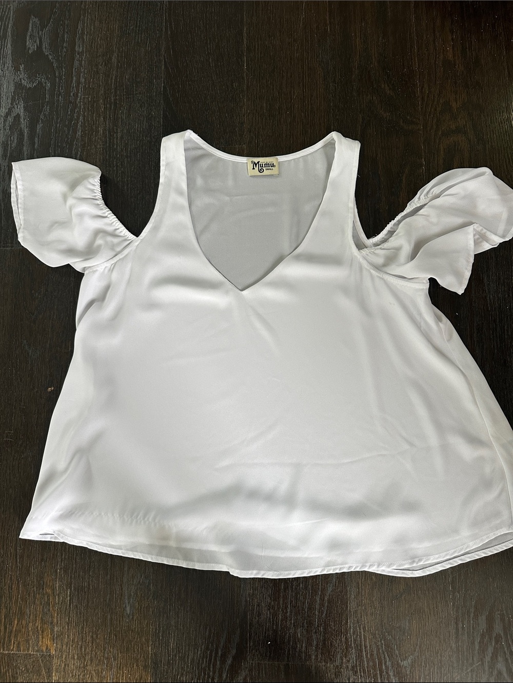 Mumu White Cold-Shoulder V-Neck Women's Top